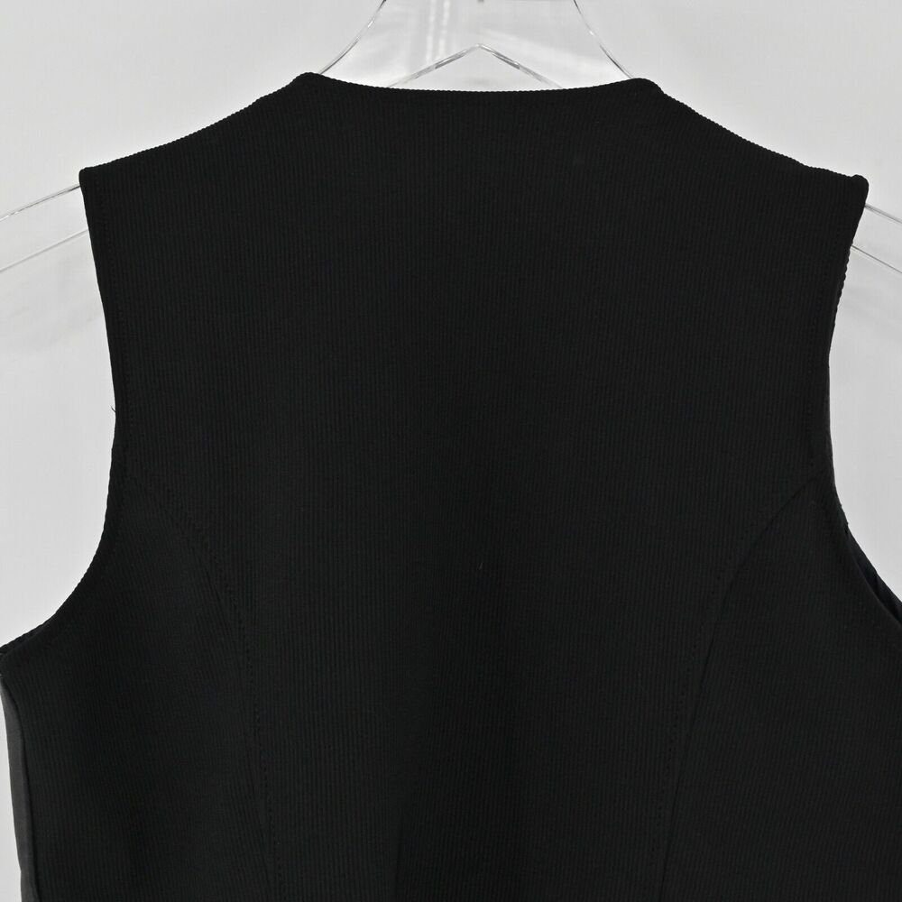 Vtg SAVANNAH Vest Womens Sz S Black Leather Combo‎ Zip Up Sleeveless Biker Retro - Picture 6 of 12